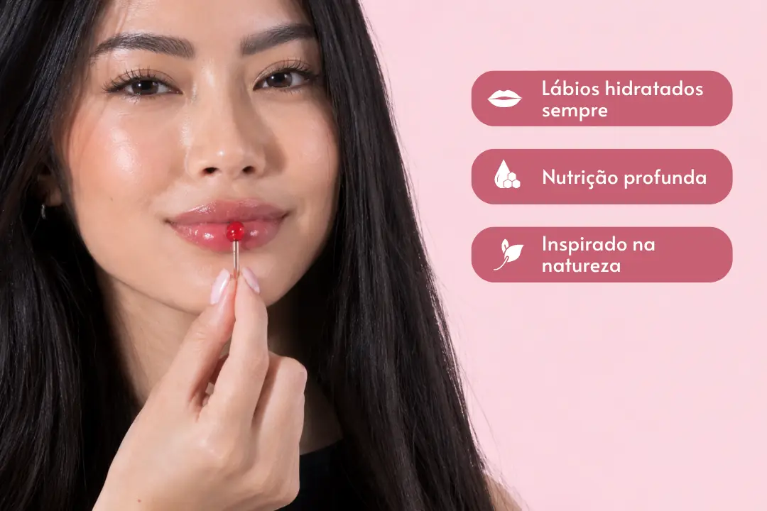 Pote do balm labial HoneyKiss sabor Cereja, cercado de cerejas, foto 3